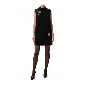 NEW EXQUISE embry shirt collar mini dress in black
